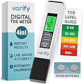 Varify TDS Meter Digital Water Tester for Drinking Water Instant 4in1 Test | Extra Batteries Included, Instant Results, Aquarium Safe, Hydroponics Ready, Portable Design, Accurate PPM Readings