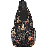 wiuurs Cat Sling Bag Travel Sling Backpack Lightweight Casual Daypack Women Chest Bags for Outdoor Sport Climbing Runners