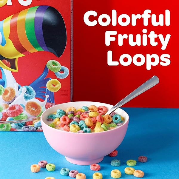 KELLOGG’S FROOT LOOPS BREAKFAST CEREAL, KIDS CEREAL, FAMILY BREAKFAST, GIANT SIZE, ORIGINAL, 23OZ BOX (1 BOX)