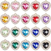 SmallCat 20 Pcs Heart Shape Crystal Charms, Glitter Rhinestone Pendants Charms, Bling Pendants Craft Decoration for Earrings Necklaces Bracelets Jewelry Making- 10 Colors
