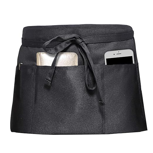 Waitress Waiter Apron Short Apron with 3 Pockets 24"x12" 1 Pack