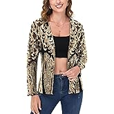 Anna-Kaci Women's Sparkly Sequin Cardigan Long Sleeve Open Front Glitter Party Evening Jacket
