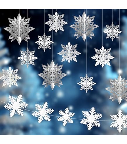 Guirlande Flocons De Neige Irisés 19.8m - Décoration Holographique Scintillante - Pour Noël, Anniversaire, Mariage - 7