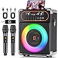 HWWR Karaoke Machine with 2 Microphones, Portable Bluetooth 5.3 Karaoke Speaker for Outdoor Events,Gatherings and Parties, PA System with Echo Adjustment for Adults,Support TVs Connected via Auxiliary