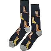 SockFly Cowboy Boot Dress Socks Funny Novelty Crazy Fun Design Men Size 8-12 Cotton Casual Crew Colorful Funky Fancy Socks Gift for Men