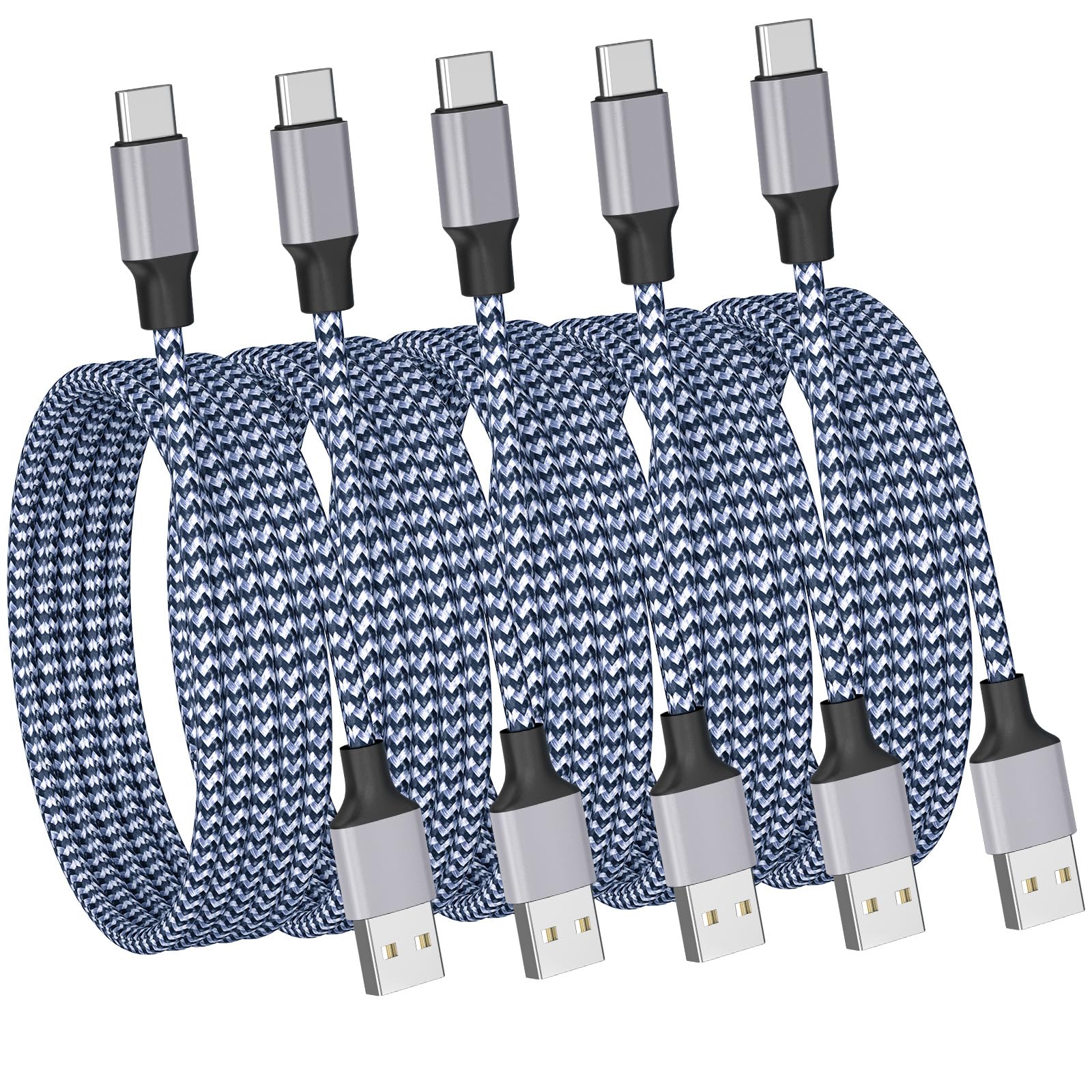 Photo 1 of [Apple MFi Certified] USB Type C Cable iPhone 17 Fast Charging, (5-Pack 3ft) USB-A to USB-C Nylon Braided Data Sync Transfer CarPlay Carlife Screen sync for iPhone 17/16, Airpods, iPad, Galaxy, Pixel
