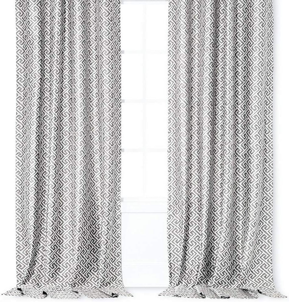 Amazon Com Threshold Greek Key Curtain Panel Gray 95 Home Kitchen