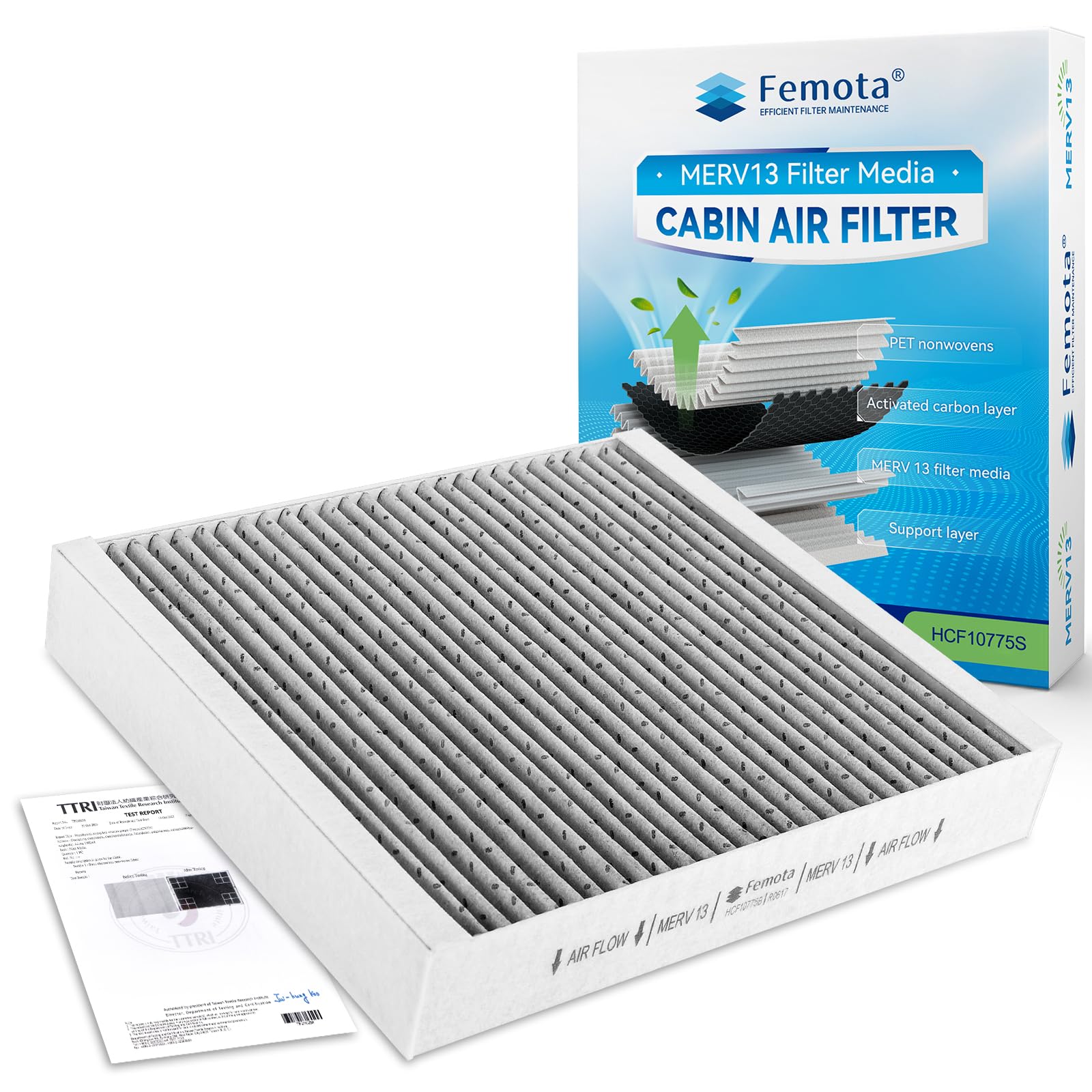 Photo 1 of Femota MERV 13 Cabin Air Filter with Activated Carbon, CF10775 for Buick Cascada,Encore,Regal, Cadillac ELR,SRX, Chevrolet Cruze,Sonic,Spark,Trax,Volt