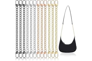 JYONGMER 12 Pieces Purse Chain Strap, Purse Strap Extender Metal Flat Chain Strap Replacement Handle Bag Accessories Decoration for Purse Crossbody Bag, 7.9 Inch, Vintage Black, Silver, Gold, Rose Gold
