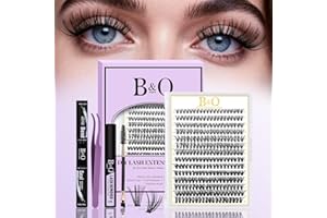 B&Q Lash Clusters Kit 280PCS Eyelash Clusters Kit,30D 40D D 9-16MIX Individual Lash Comfortable Eyelash Extension Set, Classic Look with Bond and Seal Waterproof, Remover DIY at Home(Set,30D+40D)