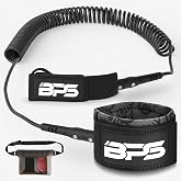 BPS &lsquo;Storm&rsquo; Premium 7.2mm Surfing Coiled Leash - Fits on Ankle - Quick Release Tab - for Longboard Surfboard Stand-up Paddleboard