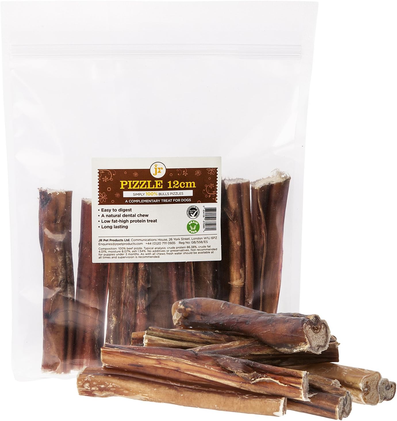 10 x Thick Bulls Pizzles 12cm 5 Inch Bully Sticks Dog Treat Chew Supplied By JR Pet Products