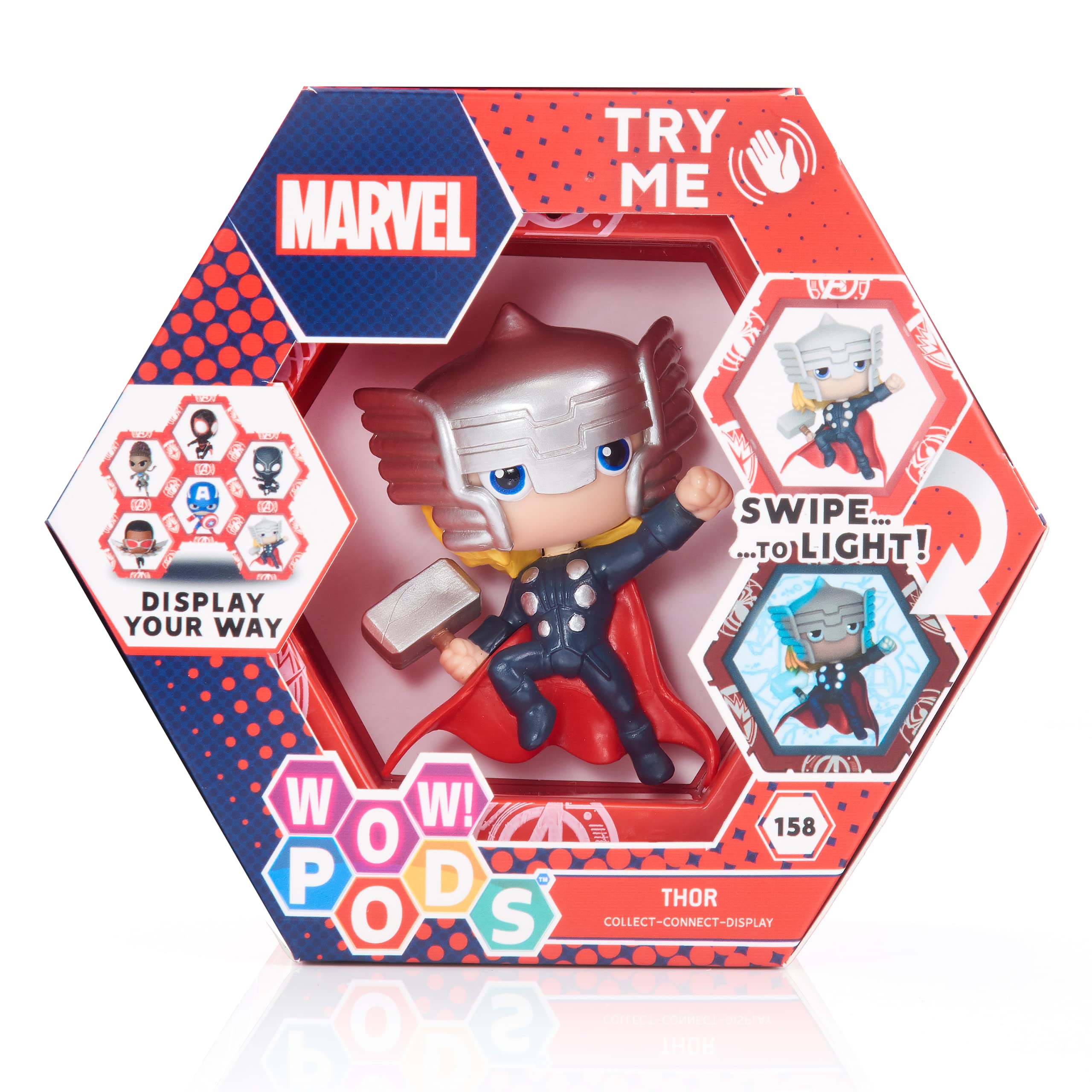 WOW! PODS Avengers Collection - Thor | Superhero Light-Up Bobble-Head Figure | Official Marvel Collectable Toys & Gifts