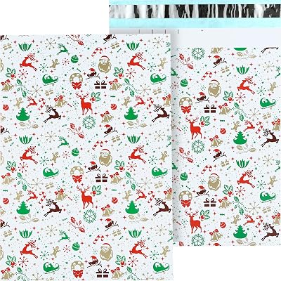 Kesote 25Pcs Christmas Poly Mailer Bags 37.5 x 26cm Self-Adhesive Mailing