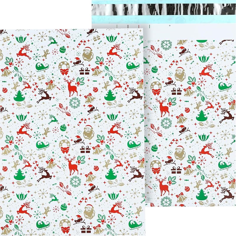 Kesote 25Pcs Christmas Poly Mailer Bags 37.5 x 26cm Self-Adhesive Mailing