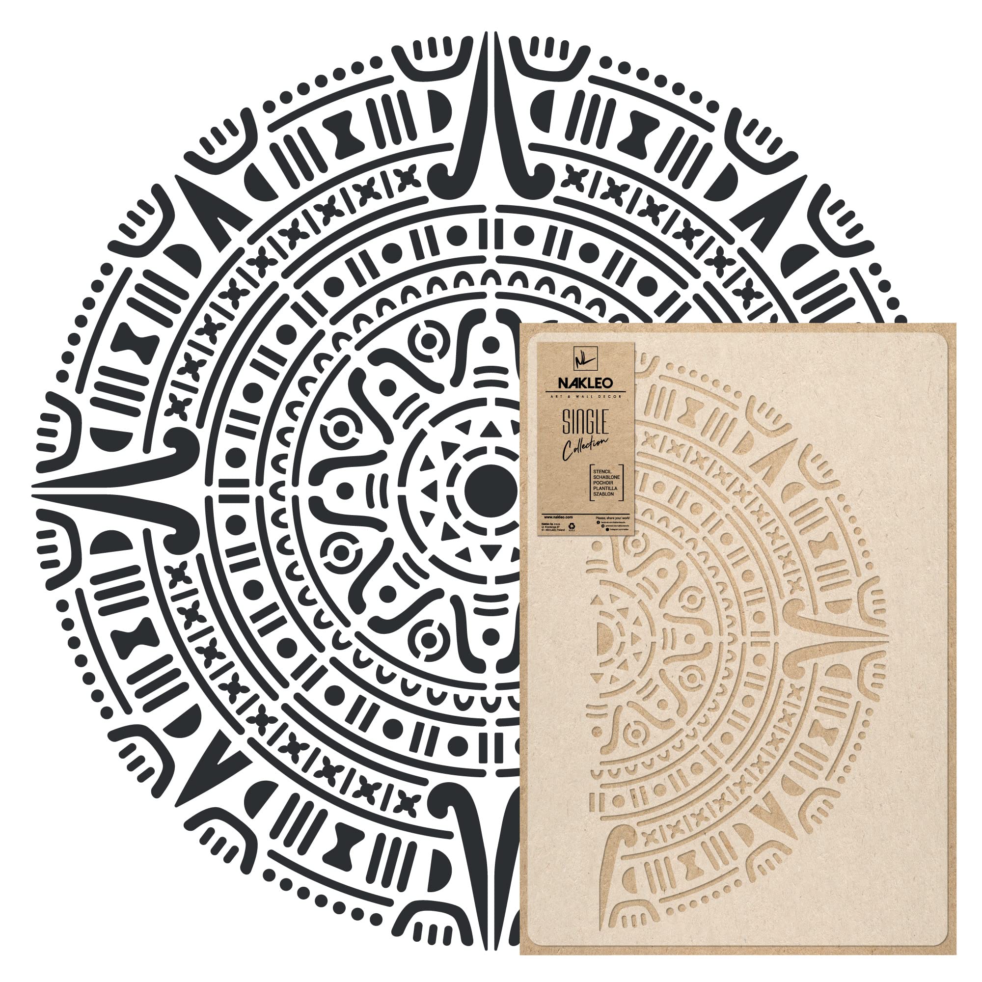 Photo 1 of NAKLEO Mandala Painting Large Stencil Diameter 23.2”, Aztec Circle Mandala Geometric Ornament, Reusable Plastic Template DIY Art and Craft, Wall Floor Wood Fabric Furniture