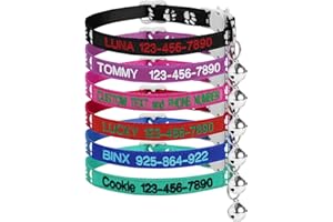 Personalized Cat Collar Embroidered with Pet Name and Phone Number, Custom Breakaway ID Cat Collar with Bell, Cute Collar for