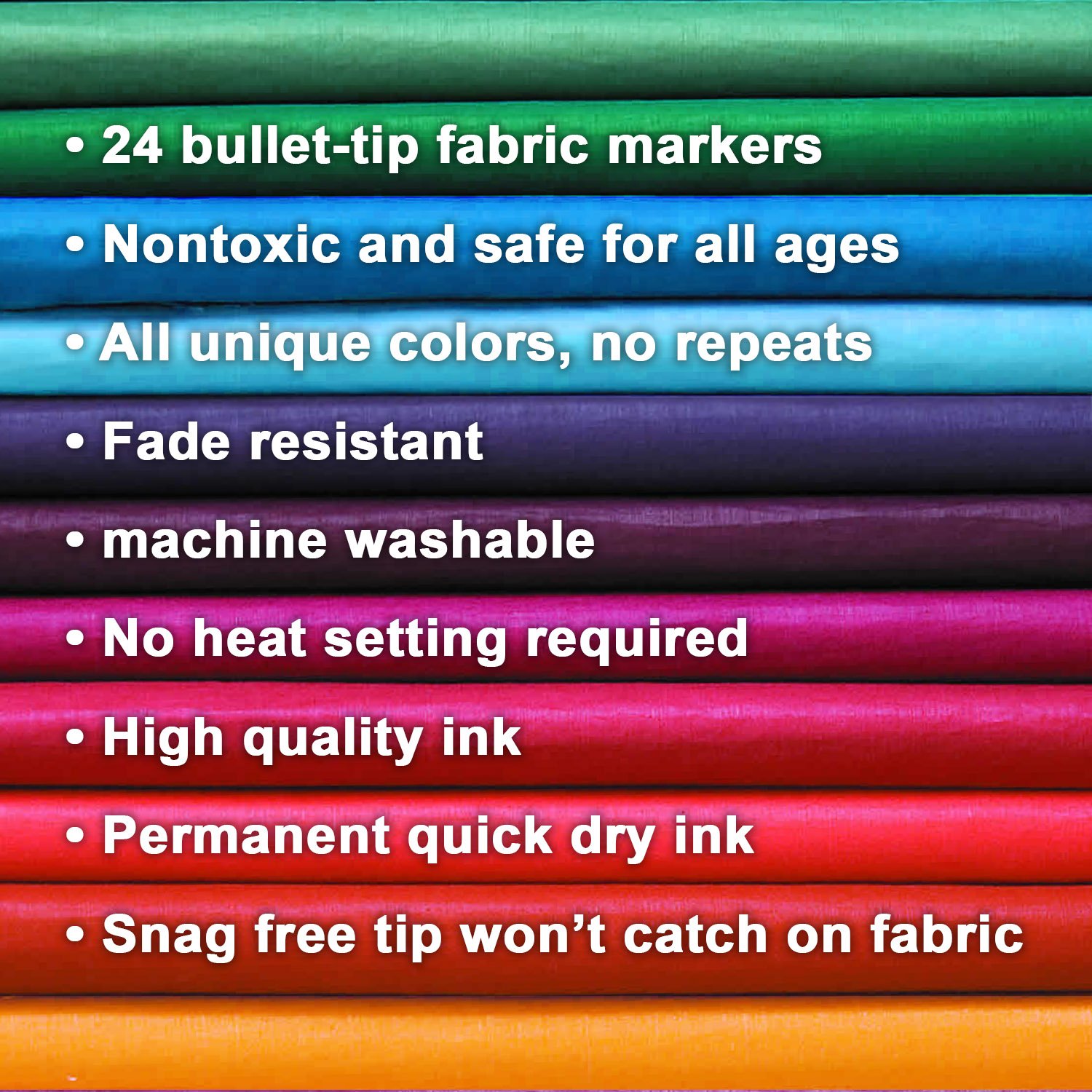 Best Fabric Markers (PACK OF 24 PENS) NonToxic Set of 24 Individual Colors NO DUPLICATES