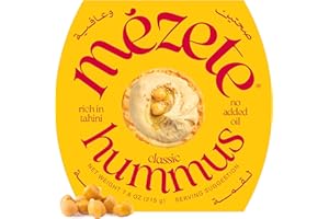 Mezete Traditional Middle Eastern Hummus | 100% All Natural Dips and Spreads | Flavorful Tahini Rich Vegan Dip | Halal | Gluten-Free | No Preservatives | On the Go Cup | 180g