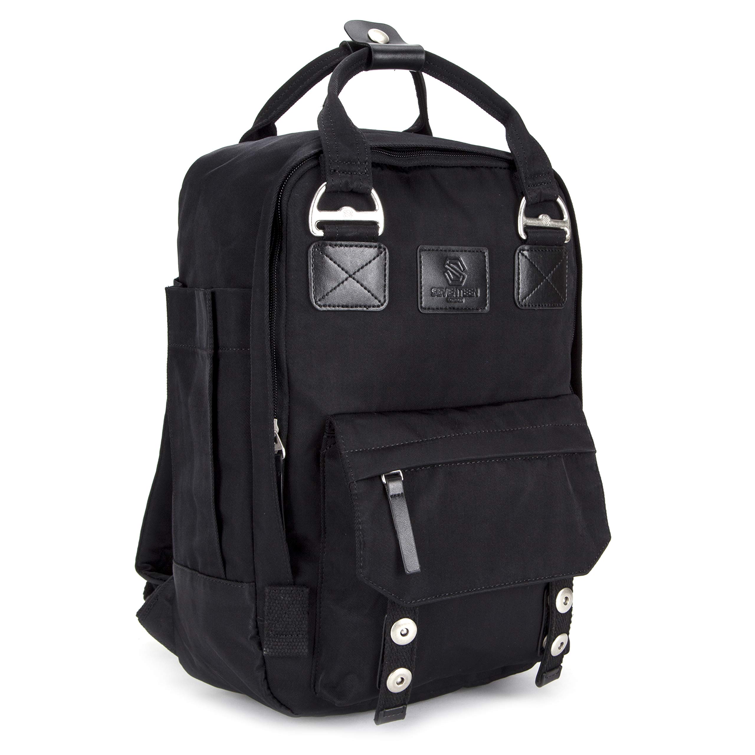 SEVENTEEN LONDON – Unisex Camden backpack with a modern and varied design – perfect for 13 inch laptops, Black, L, Modern