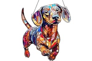 BOYESE Colorful Dogs Acrylic Suncatcher Ornament for Window Decor, Acrylic Suncatcher Window Hanging Decor, Dog Lovers Gifts for Women, Dogs Christmas Ornaments for Tree Hanging (Dachshund)