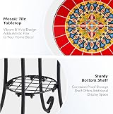 VONLUCE Mosaic Side Table 36cm Ceramic Top Indoor Outdoor Red view 4