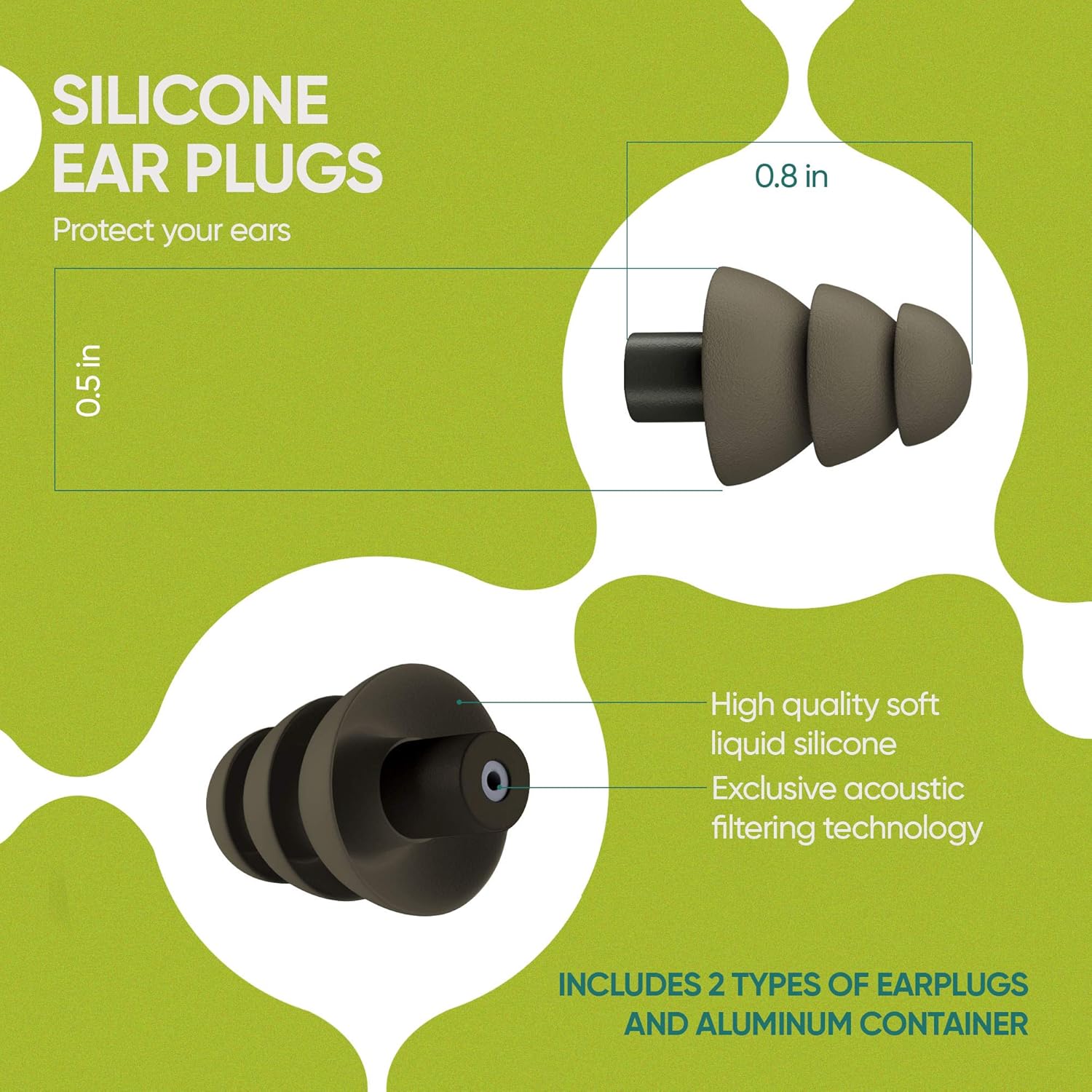 Reusable Safe Silicone Earplugs Musicians Hearing Protection with High