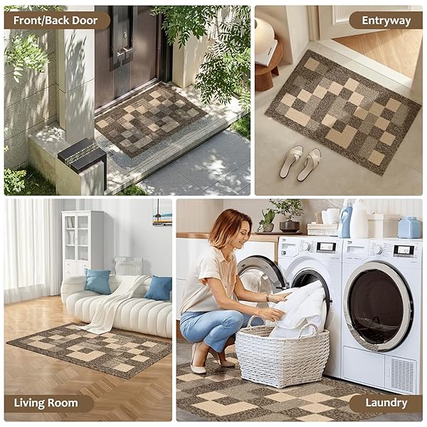 LWYYQB MUDDY MATS FOR DOGS RUGS DIRT TRAPPER,DOOR MAT NON-SLIP WATER ABSORPTION INDOOR WASHABLE FOR BEDROOM,KITCHEN, LIVING ROOM,LAUNDRY ROOM FOR ENTRYWAY CLEAN INSIDE FOR RV, GARAGE 32″X48″ BROWN