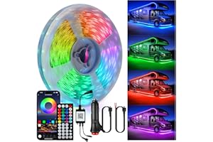 Destlife RV Awning Lights, 20ft RV Underglow LED Light Kit, 12V Waterproof LED Light Strip, RGB RV Outside Lights
