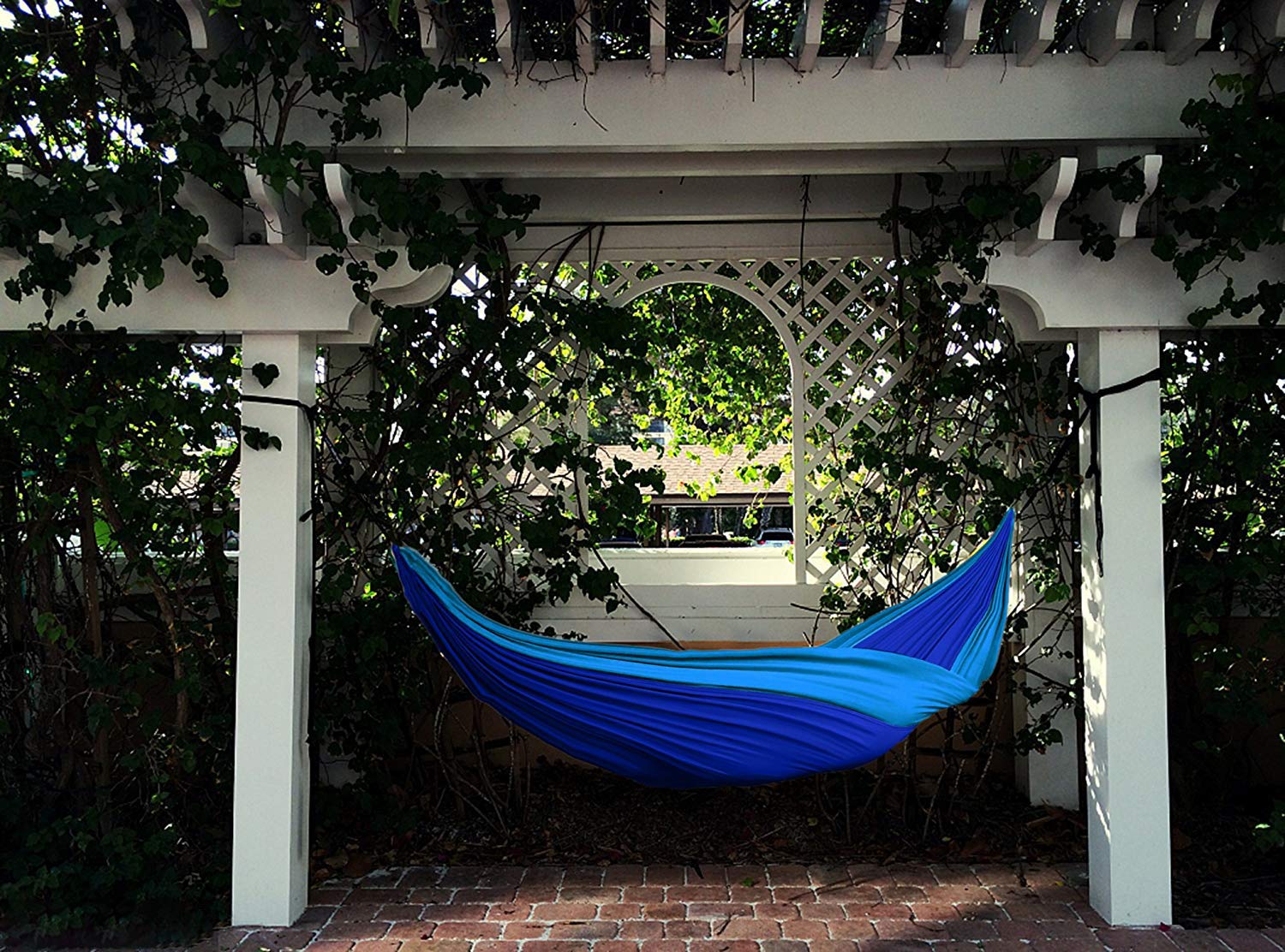 Stamo Outdoor Double Camping Hammock Nylon Hammock with Tree Straps and Carabiner (Blue)