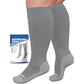 AMITOFO Wide Calf Compression Socks Women & Men (S-7XL): Plus Size 15-20mmHg Medical Support Stockings, for Nurses, Pregnancy, Edema, Flying, Travel – Seamless Toe (S/M-7XL)