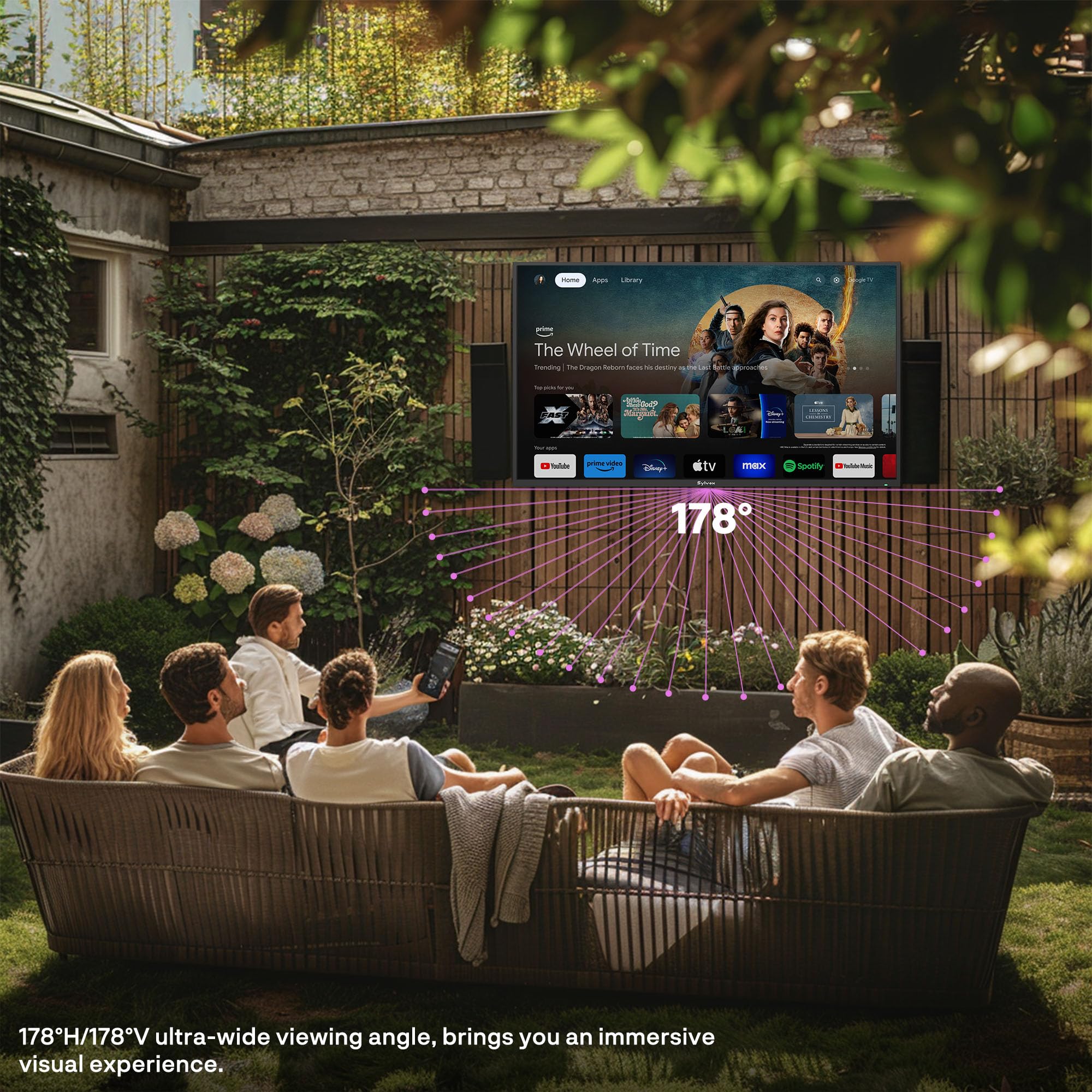 SYLVOX New 43” Outdoor Smart TV, Superior Waterproof Performance, Upgraded Matte Finish for Enhanced Anti-Glare Effect, Full Metal, with Dolby Atoms, 1000nits, Partial Sun Deck Pro 2.0+ Series