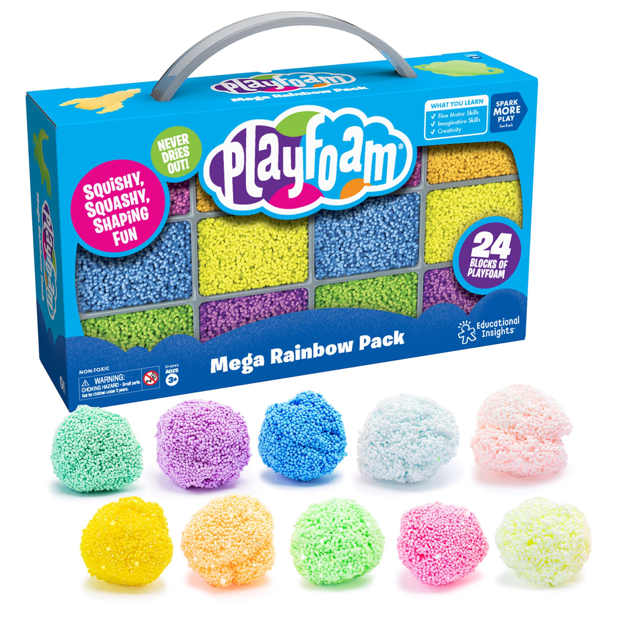 Learning Resources Playfoam Mega Rainbow Pack, Creative Play, Arts & Crafts Sculpting Toy, 24 Bricks of Playfoam, Perfect for Classroom & Playgroups, Never Dries Out, Ages 3+