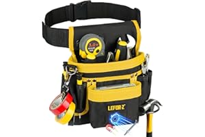 LEFOR·Z Tool Belt,Magnetic Tool Pouch,14-Pockets Tool Belts for Men,Detachable & Adjustable Tool Pouch belt for Electrician,Carpenter,Construction,Work Apron,Utility Belt,Black-Yellow