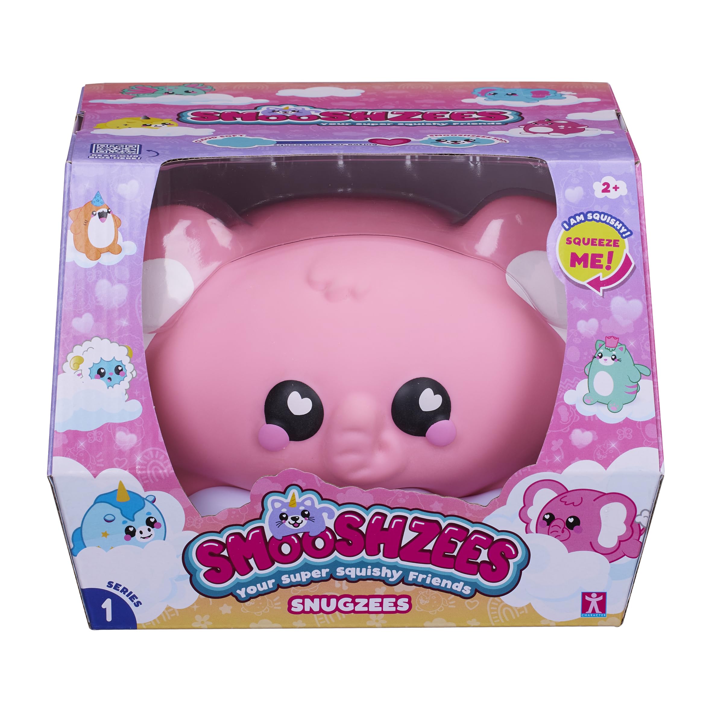 Smooshzees Snugzees, Bubblez, Pink Elephant, Collectable Characters, Supersoft, Cuddly and Squishy!