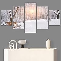 SIGNWIN 5 Panel Canvas Wall Art Modern Art Forest Minimalist Multicolor Nature Photography Relax/Calm for Home Decorations Ready to Hang - 60