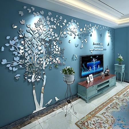 N Sunforest 3d Crystal Acrylic Couple Tree Wall Stickers Silver