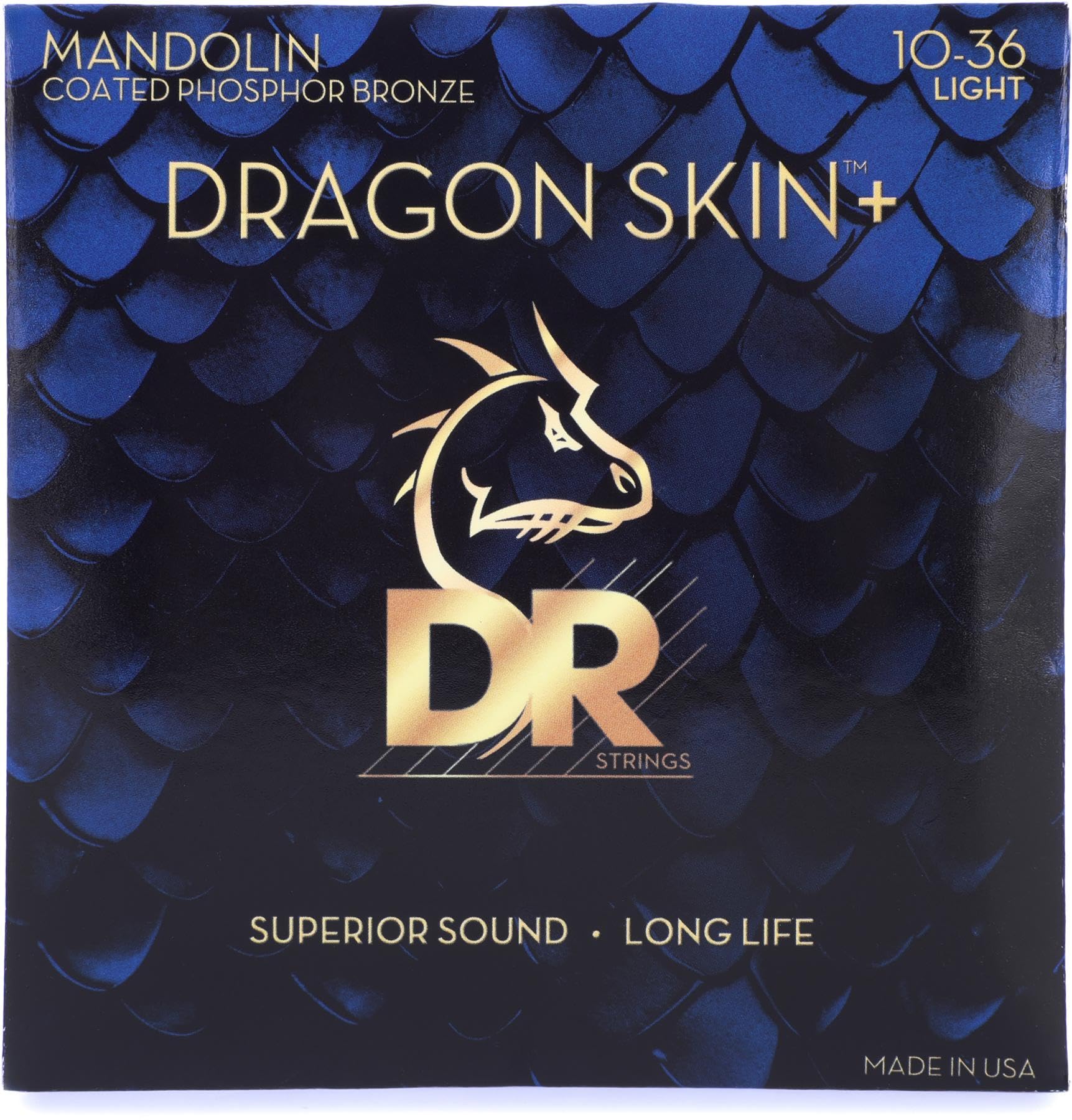 DR DMP-10 - DRAGON SKIN+™, Phosphor bronze mandolin strings, superior sound with a pleasant feel and longer lifespan, extra light 10-36
