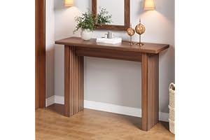 RUSTYER Fluted Entryway Console Table, Wooden Rectangular Sofa Table for Entrance, Narrow Wood Entryway Small Long Entry Table for Hallway, Living Room (Walnut)