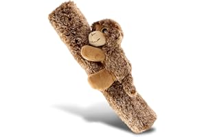 DolliBu Brown Monkey Plush Car Seatbelt Cover - Soft Fluffy Cushion Support for Safety Seat Belt Strap Cover, Decorative Wild Life Stuffed Animal Padded Toy Cute Vehicle Accessory for Kids & Adults