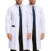 NY Threads Professional White Lab Coat for Men, Long Sleeve Medical Coat
