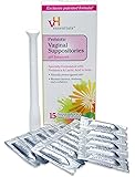 vH Essentials Prebiotic Vaginal Suppositories, pH Balanced for Feminine Odor, Hygiene, and Health (15 Count)