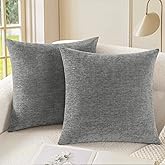 CaliTime Throw Pillow Covers Decorative 20 X 20 Inches Pack of 2 Cozy Chenille Cushion Cases for Couch Sofa Bed Living Room Home Medium Grey