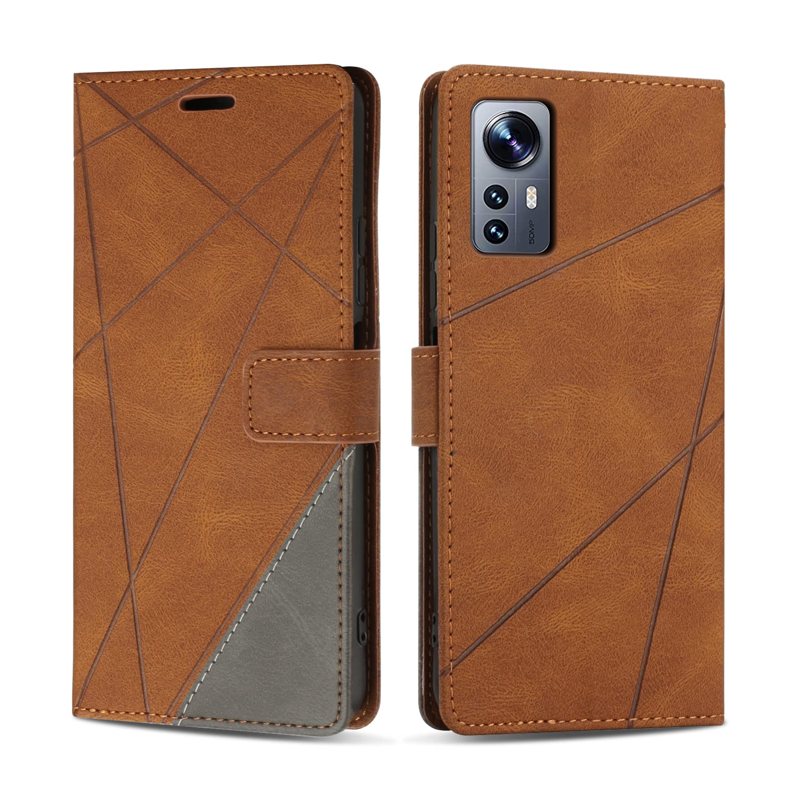 SONWO Case for Xiaomi Mi 12 / Xiaomi Mi 12X, Premium PU Leather Flip Wallet Case Magnetic Closure Cover Case Card Slots kickstand Phone Case for Xiaomi Mi 12 / Xiaomi Mi 12X, Brown — image 1
