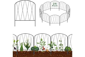 Decorative Garden Fence 24 Pack, 17in(H) x 26.4ft(L) No Dig Anti-Rust Metal Dog Fences for The Yard, Garden Fence Border for 