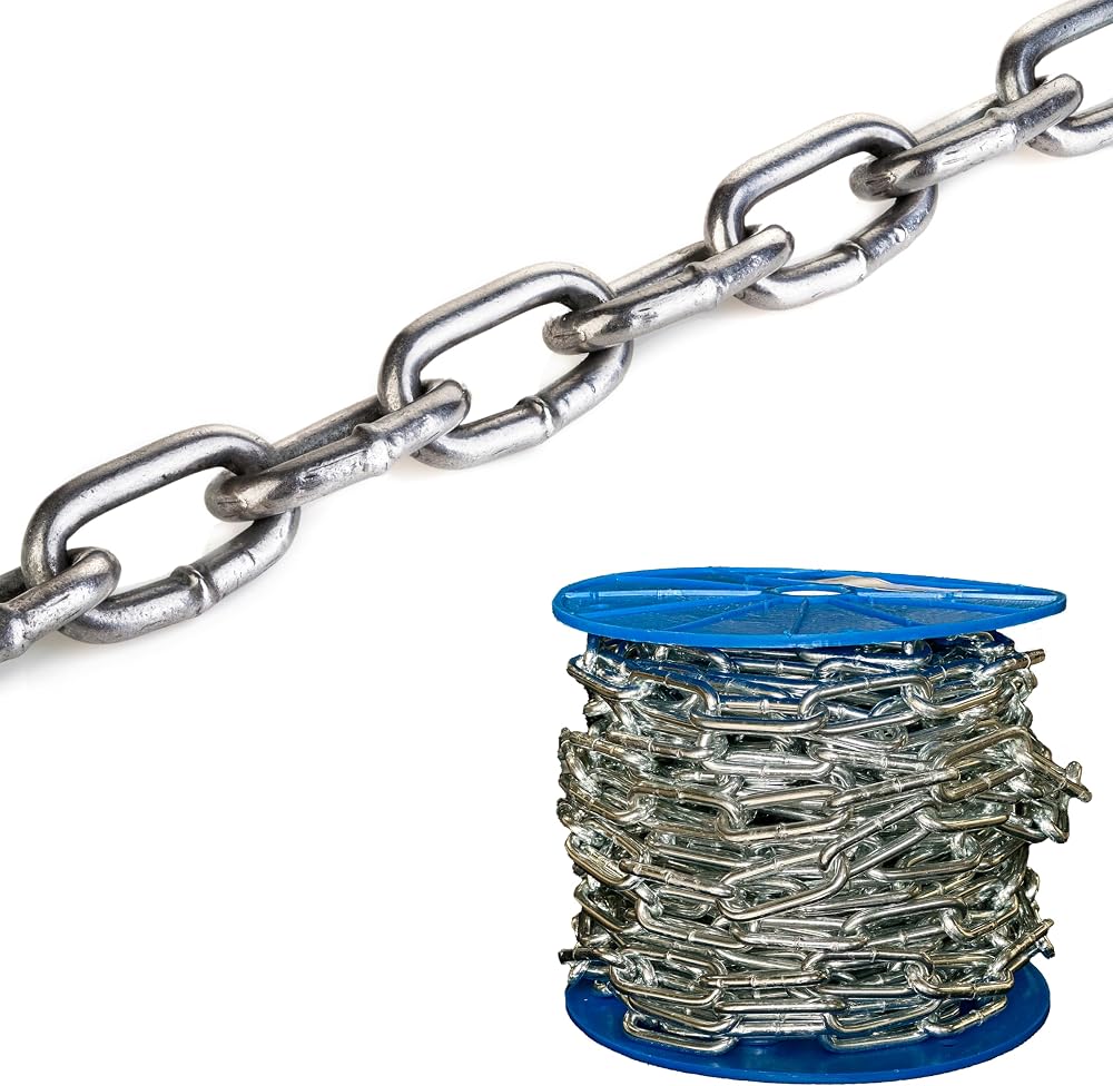 Screws City 8m Zinc Steel Chain Heavy Duty 8mm Long Link Security 400kg Load Cut