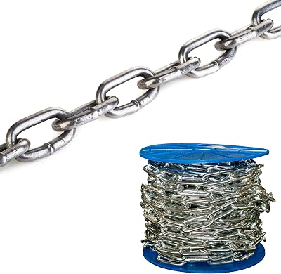 Screws City 8m Zinc Steel Chain Heavy Duty 8mm Long Link Security 400kg Load Cut