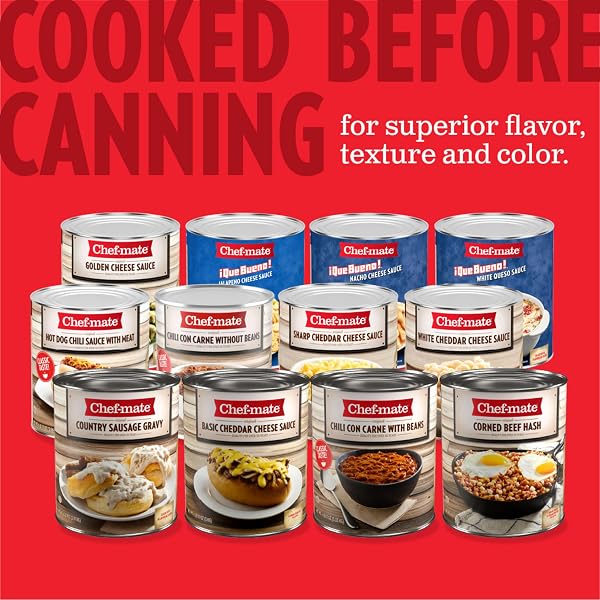 CHEF-MATE QUE BUENO WHITE QUESO AND NACHO CHEESE SAUCE, CANNED FOOD, 6 LB. 10 OZ (#10 BULK CAN)
