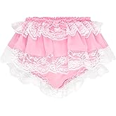 Satini Frilly Lace Sissy Ruffled French Knickers Briefs Lingerie Chiffon Sheer Underwear Panties