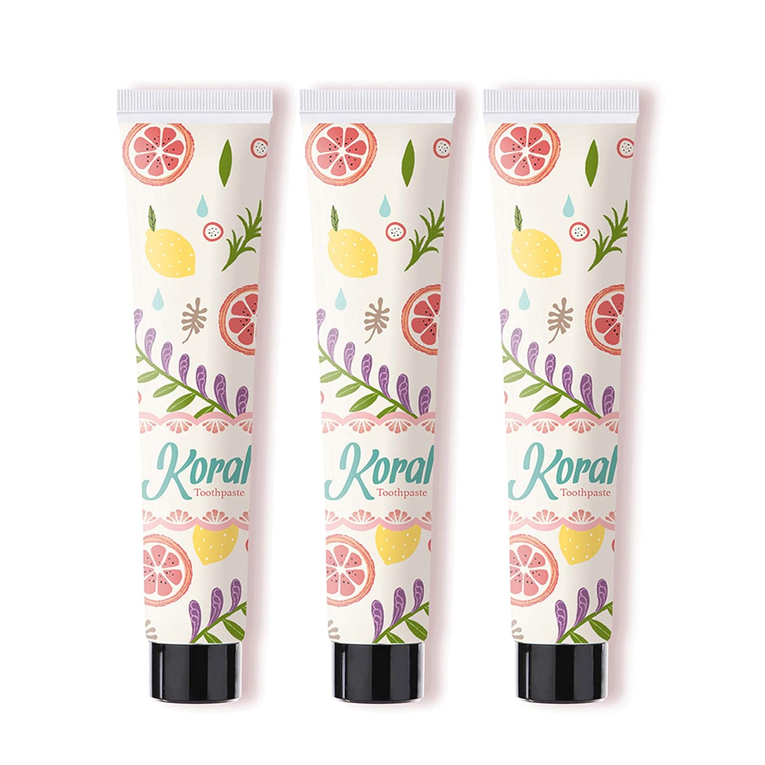Koral Natural Toothpaste with Vitamin C and Folic Acid for Sensitive Teeth and Gums, Fluoride Free Dental Care with Fresh Peppermint Flavor, Organic and Vegan Friendly (Pack of (3))